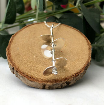Sterling Silver Single Eucalyptus Necklace, 12 of 12