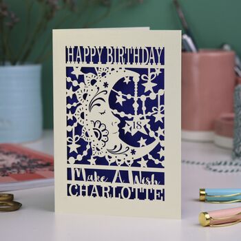 Personalised Laser Cut Birthday Card Make A Wish, 8 of 9