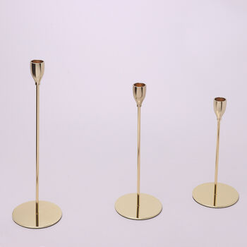 G Decor Aldwin Set Of Three Gold Brass Candle Holders, 5 of 5
