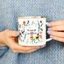 Personalised Botanical Floral Enamel Mug For Mum, thumbnail 1 of 5