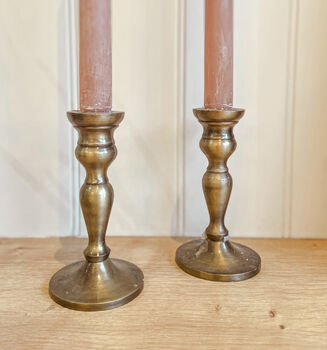 Silver / Bronze Candlesticks Set Of Two, 5 of 9