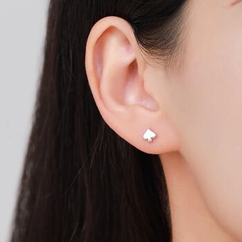 Mismatched Card Suit Spade With King Stud Earrings In Sterling Silver, 5 of 12