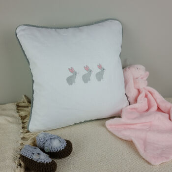 Children's Rabbit Embroidered Nursery Cushion, 4 of 5