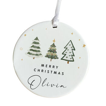 Merry Christmas Ceramic Ornament With Custom Name, 2 of 7