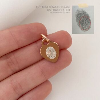 Rose Gold Personalised Fingerprint Heart Charm, 2 of 6