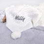 Personalised Cable Knit Pom Pom Blanket White, thumbnail 7 of 11
