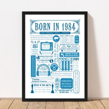 Born In 1984 Personalised 40th Birthday Fact Poster, 4 of 8