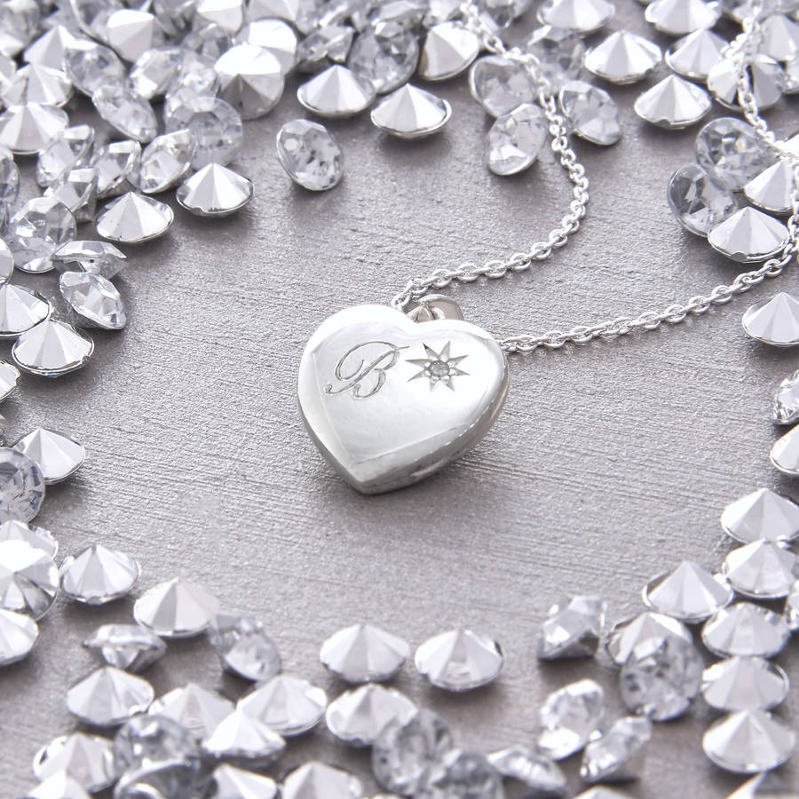 Personalised Diamond And Sterling Silver Heart Locket, 1 of 7
