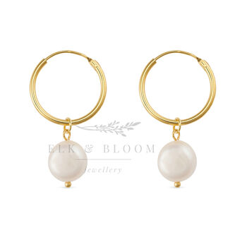 Chunky 18 K Gold Or Silver Freshwater Pearl Hoops, 2 of 10