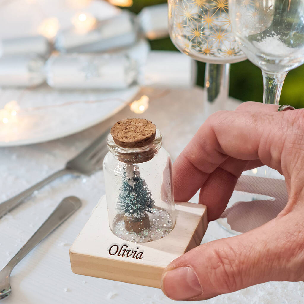Personalised Christmas Tree Place Settings With Bottle