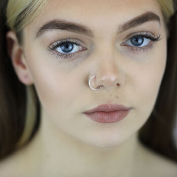 Sterling Silver Diamond Cut Septum Helix Nose Ring, 2 of 3
