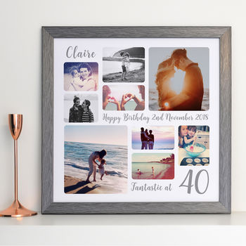 Personalised 40th Birthday Square Photo Collage, 9 of 11