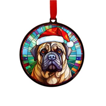 Bull Mastiff In Santa Hat Suncatcher Decoration, 5 of 6