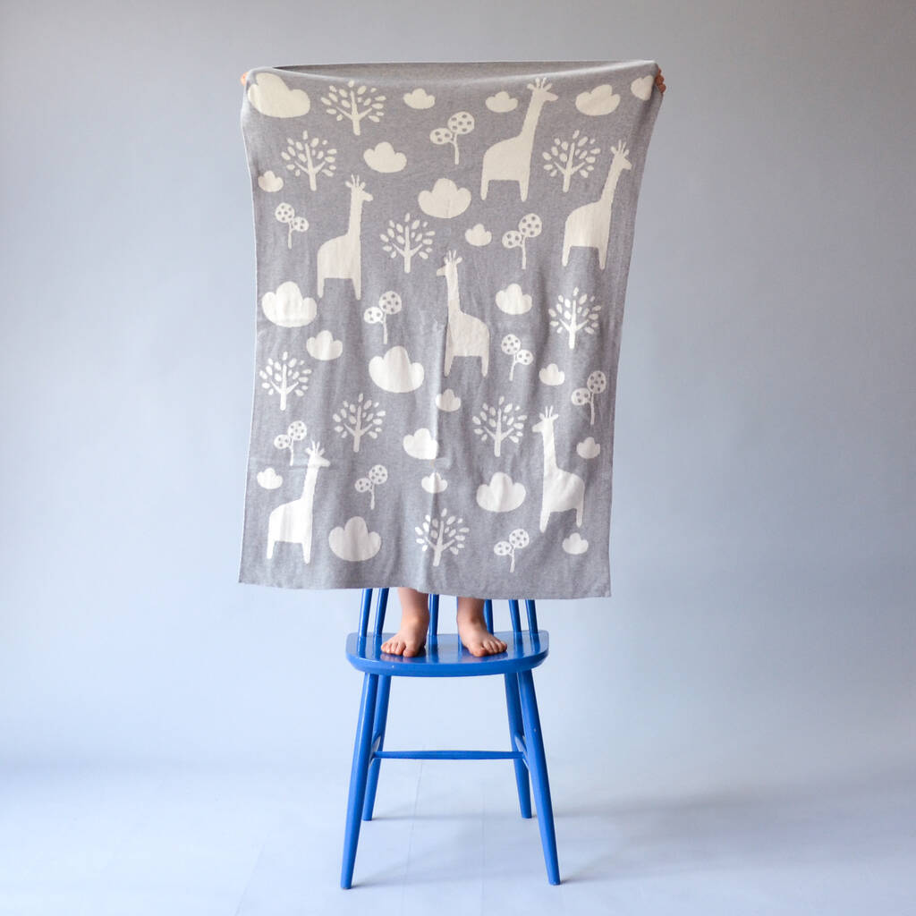 Baby Blanket Grey Giraffes By Sophie Home