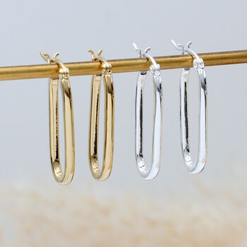 18ct Gold Plated Or Silver Long Hoop Earrings, 2 of 6