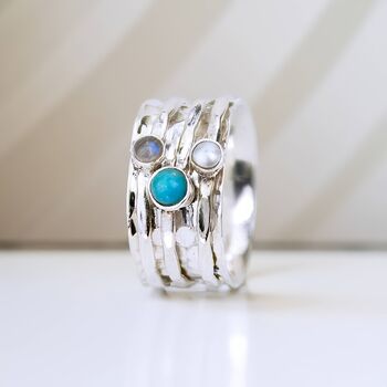 Personalised Sterling Silver Turquoise Spinning Ring, 2 of 9