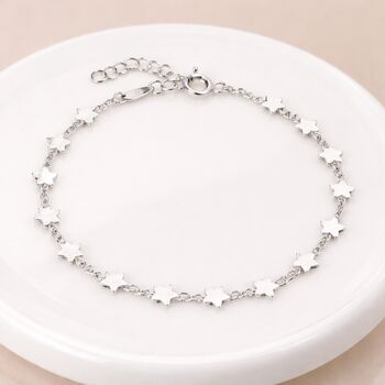 Adjustable Sterling Silver Flat Star Link Bracelet, 7 of 8