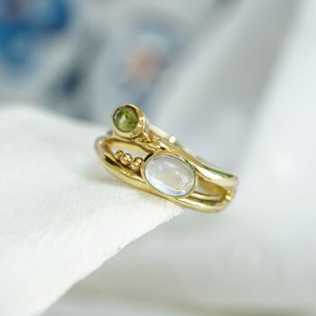 Peridot And Moonstone Gold Ring, 3 of 8