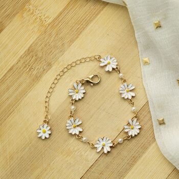 Adjustable Indie Boho Daisy Sun Flower Charms Bracelet, 3 of 5