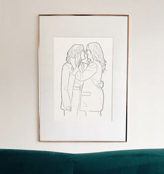 Custom Couples Line Drawing Personalised Illustration, 6 of 10