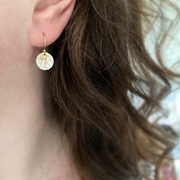 Hammered Sterling Silver And Filled Gold Disc Earrings, 3 of 6