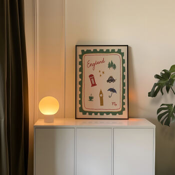 England Stamp Illustration Wall Art, 3 of 8