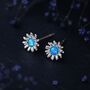 Sterling Silver Blue Opal Daisy Stud Earrings, thumbnail 1 of 7