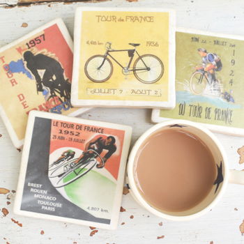 Set Of Four Ceramic Tour De France Cycling Coasters, 2 of 9