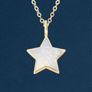 Yellow Gold Plated Mother Of Pearl Star Necklace, 3 of 11