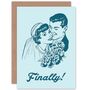 Finally Bride Groom Couple Retro Style Wedding Card, thumbnail 1 of 4