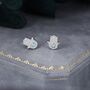 Sterling Silver Blue Opal Hamsa Hand Stud Earrings, thumbnail 2 of 11