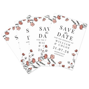 Personalised Wedding Invites 'Save The Date' Pink Floral Set Of 36, 4 of 5