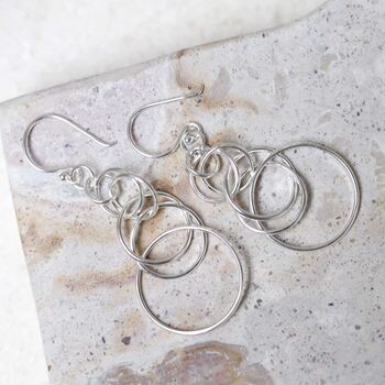 Sterling Silver Wire Circle Drop Earrings, 6 of 11