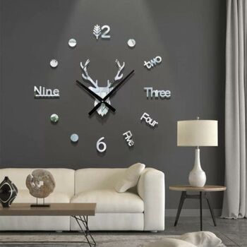Large Black Antlers 3D Diy Wall Clock Home Decor, 2 of 4