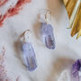 925 Silver Raw Cut Purple Agate Crystal Earrings, thumbnail 3 of 4