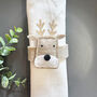 Brown Felt Reindeer Napkin Rings Set For Christmas X Four, thumbnail 7 of 8