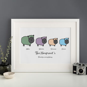 Personalised Sheep Family Print, 2 of 8