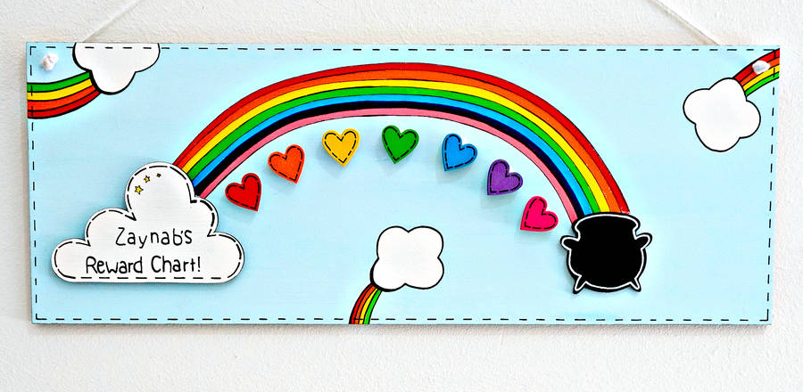 personalised rainbow and stars reward chart by craftly