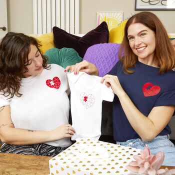 Heart Jigsaw Matching Tshirt Set For Mum And Baby, 3 of 8
