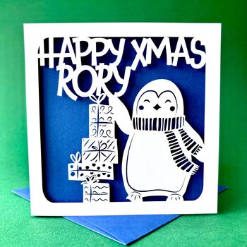 Penguin Personalised Christmas Card, 2 of 4