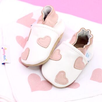 Dotty Fish Queen Of Hearts Soft Leather Baby Shoes With Barefoot Soles, 2 of 11