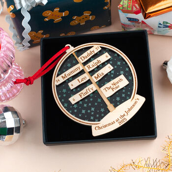 Christmas Family Snow Globe Street Sign Tree Decoration, 3 of 7