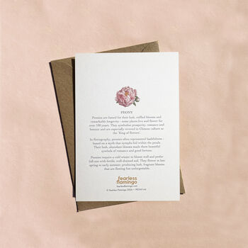 Pink Peony Hand Painted Floral Card, 2 of 2