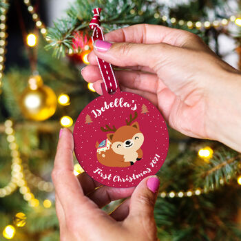 Personalised First Christmas Woodland Animal Bauble, 5 of 6