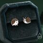 Mismatched Hedgehog And Snail Stud Earrings In Sterling Silver, thumbnail 3 of 11