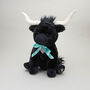 Personalised Black Longhorn 18cm Cow Soft Toy Brown, thumbnail 1 of 11