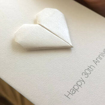 Personalised 30th Pearl Anniversary Origami Heart Card, 6 of 6