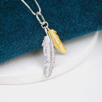 Personalised Silver Two Feather Necklace, 6 of 10