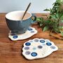 Cow Parsley Wildflower Handmade Ceramic Coasters Blue, thumbnail 4 of 7