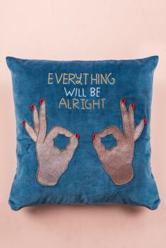 Two Hands Embroidered Cushion, 2 of 3